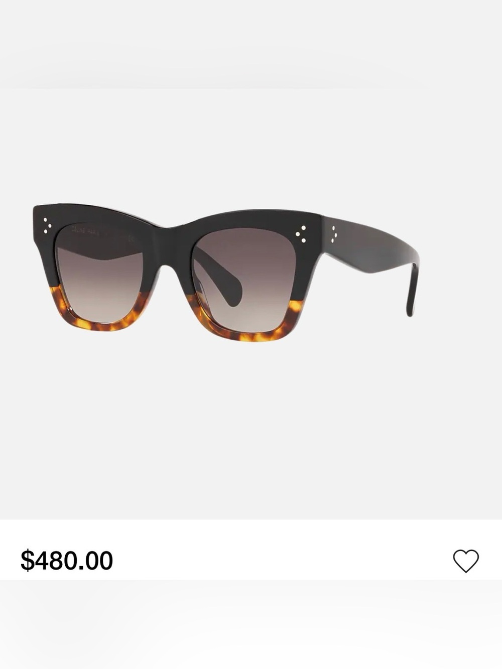 Celine Black and Tortoiseshell Square Sunglasses polarized